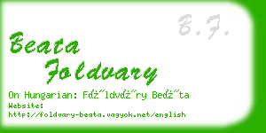 beata foldvary business card